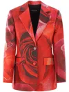 Roberto Cavalli Red Garden Rose Silk Jacket In Red