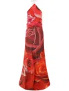 Roberto Cavalli Garden Rose-print Maxi Dress In Red
