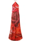 Roberto Cavalli Garden Rose-print Maxi Dress In Red