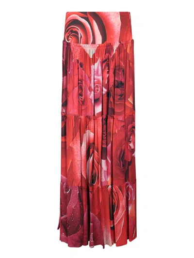 Roberto Cavalli Garden Rose Red Skirt