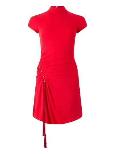 Roberto Cavalli Gathered-detail Mini Dress In Red