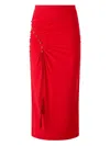 Roberto Cavalli Midi Skirt With Ruched Detail In Red