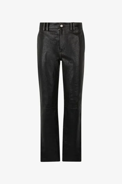 Roberto Cavalli Genuine Leather Pants In Black