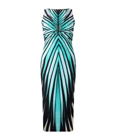 ROBERTO CAVALLI STRIPED MIDI DRESS