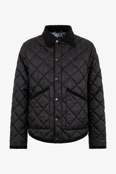 Roberto Cavalli Quilted Down Jacket With Monogram Rc In Black