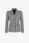 Roberto Cavalli Gingham And Houndstooth Single-breasted Blazer In Black/white