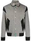 Roberto Cavalli Gingham-check Shirt-collar Jacket In Black