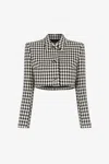 Roberto Cavalli Gingham Cropped Blazer In Black/white