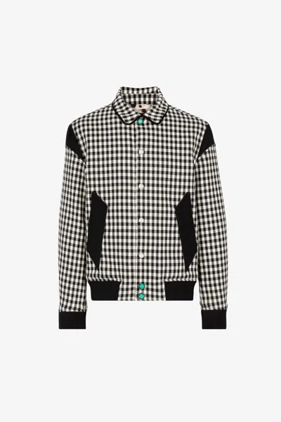 Roberto Cavalli Gingham Jacket In Black/white