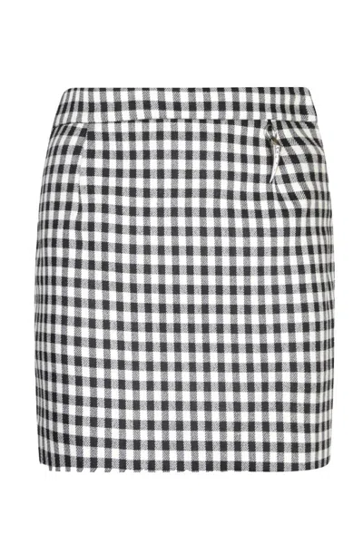 ROBERTO CAVALLI GINGHAM MINI SKIRT WITH ZIP DETAIL AND TAILORED FIT