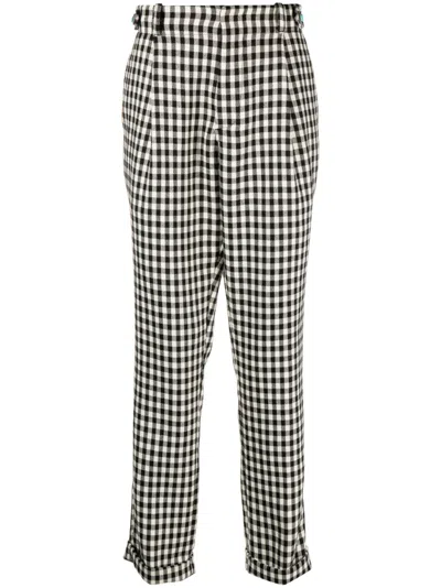 Roberto Cavalli Gingham-pattern Tailored Trousers In Black