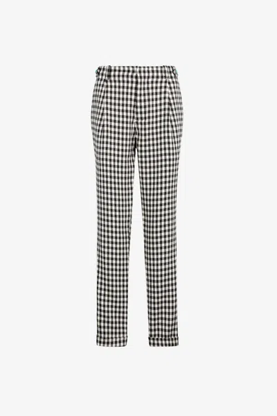 Roberto Cavalli Gingham Straight-leg Tailored Trousers In Black/white