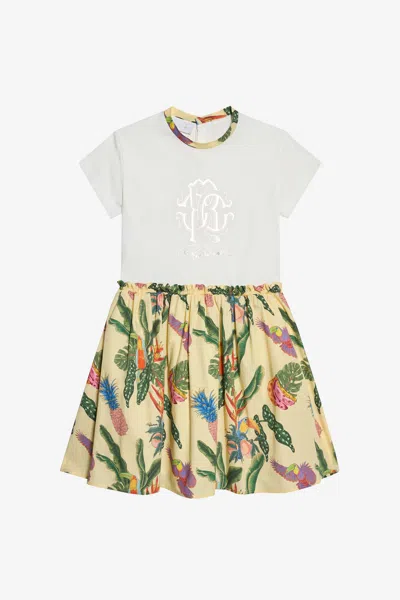 Roberto Cavalli Kids'   - Girl Dresses Milky White/yellow 04a In Multi