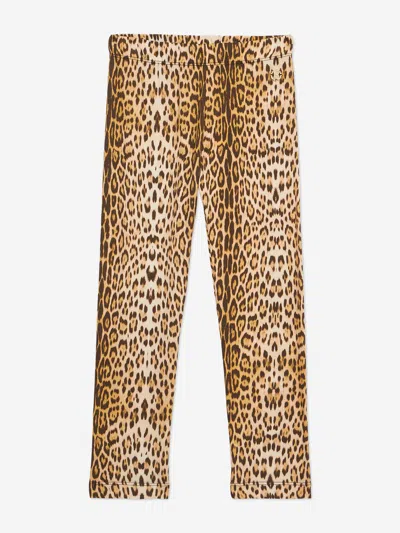 Roberto Cavalli Babies'  Girls Branded Leggings In Brown