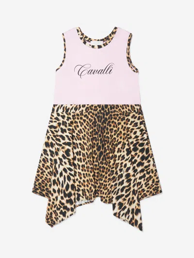 Roberto Cavalli Kids' Girls Cotton Jersey Dress In Pink