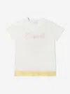 ROBERTO CAVALLI GIRLS COTTON LOGO T-SHIRT WITH LACE HEM 8 YRS WHITE