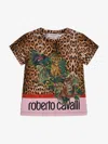 Roberto Cavalli Girls Leopard Heritage T-shirt In Brown