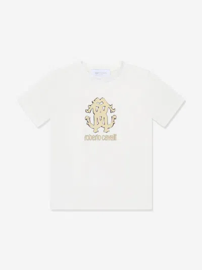 Roberto Cavalli Kids' Girls Logo T-shirt In White