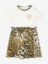 Roberto Cavalli Girls Silk And Jersey Jaguar In White