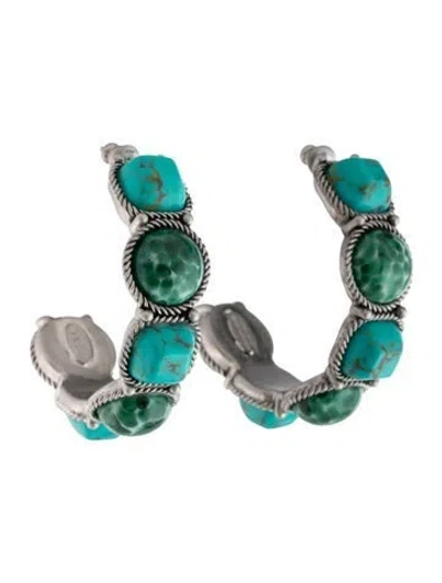 Pre-owned Roberto Cavalli Glass Half Hoop Earrings In Green/white