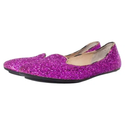 Pre-owned Roberto Cavalli , Glitter Loafers In Purple