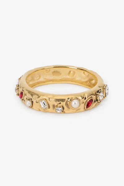 Roberto Cavalli Gold Bracelet In Ruby/aquamarin/ivory