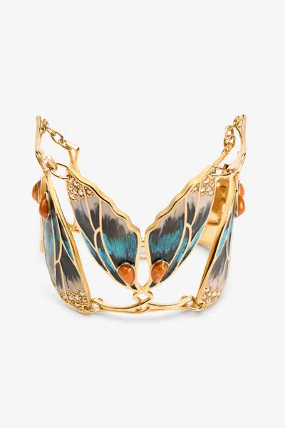 Roberto Cavalli Butterfly-wing Crystal-embellished Bracelet In Gold