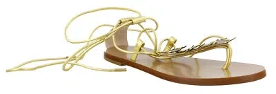 Pre-owned Roberto Cavalli Gold Embellished String Tie Sandal-
