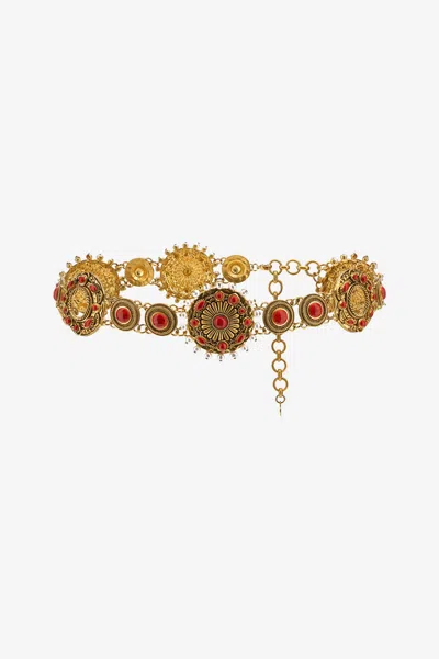 Roberto Cavalli Gold Medallion Chain Belt