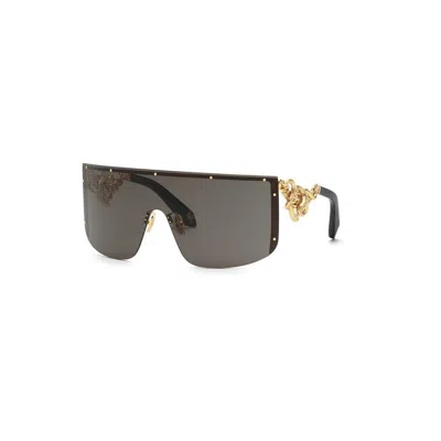 Roberto Cavalli Gold Metal Sunglasses In Black