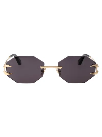 Roberto Cavalli Gold Metal Sunglasses In Blue