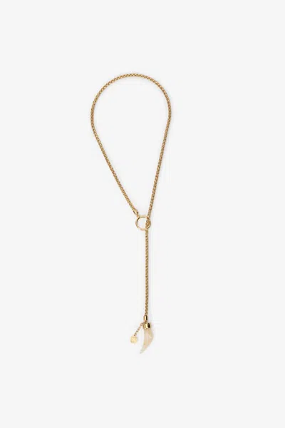 Roberto Cavalli Gold Necklace With Fang Pendant