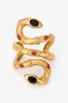Roberto Cavalli Gold Rigid Bracelet With Black And Ruby Stones
