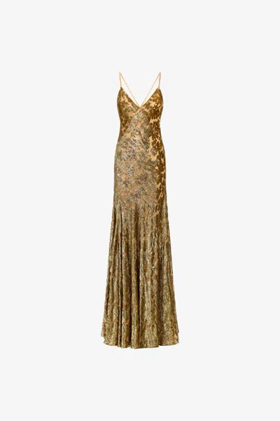 Roberto Cavalli Gold Slip Dress