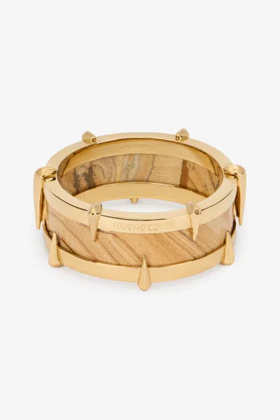 Roberto Cavalli Gold-tone Bracelet With Semiprecious Stone And Spikes