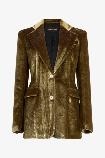 Roberto Cavalli Gold Velvet Blazer
