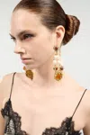 Roberto Cavalli Pearl Embellished Chandelier Earrings In Gold