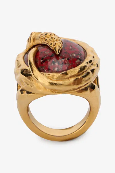 Roberto Cavalli Golden Cocktail Ring With Ruby Stone