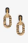 Roberto Cavalli Golden Drop Earrings With Tiger Skin Pattern In Gold