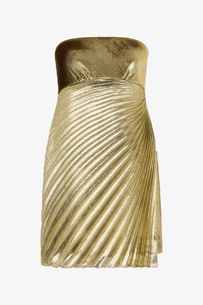 Roberto Cavalli Metallic-effect Mini Dress In Gold