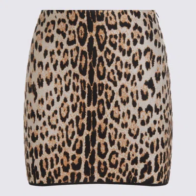 Roberto Cavalli Animal Print High Waist Fitted Skirt In Brown