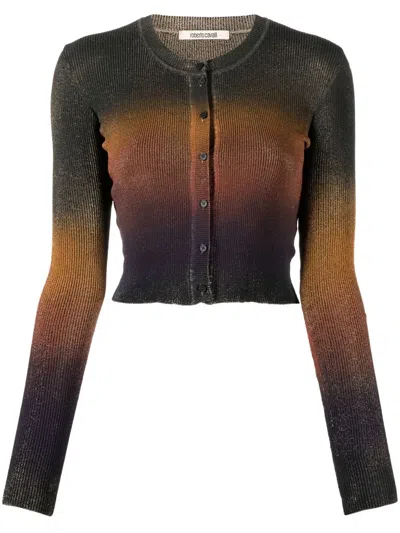Roberto Cavalli Gradient-effect Cropped Knitted Top In Green