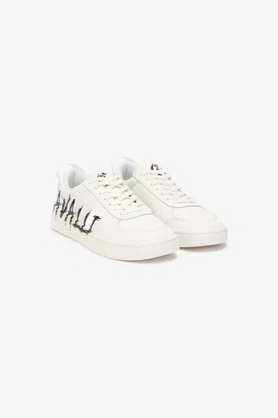 Roberto Cavalli Graffiti Logo Trainers In White