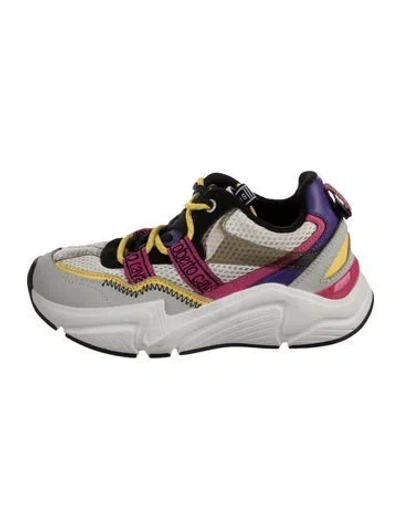 Pre-owned Roberto Cavalli Graphic Print Chunky Sneakers In White