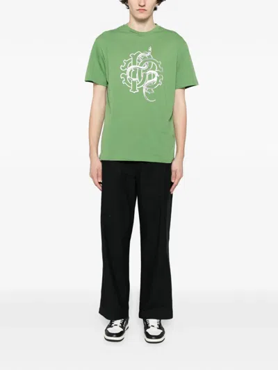 Roberto Cavalli Graphic-print Cotton T-shirt In Green