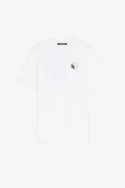Roberto Cavalli Graphic-print Cotton T-shirt In White