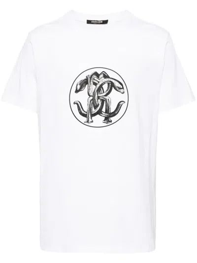 Roberto Cavalli Graphic-print Cotton T-shirt In White