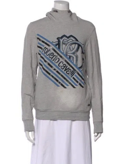 Pre-owned Roberto Cavalli Graphic Print Crew Neck Hoodie In Grey
