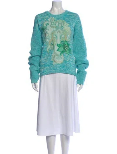 Pre-owned Roberto Cavalli Graphic Print Crew Neck Sweater In Multi