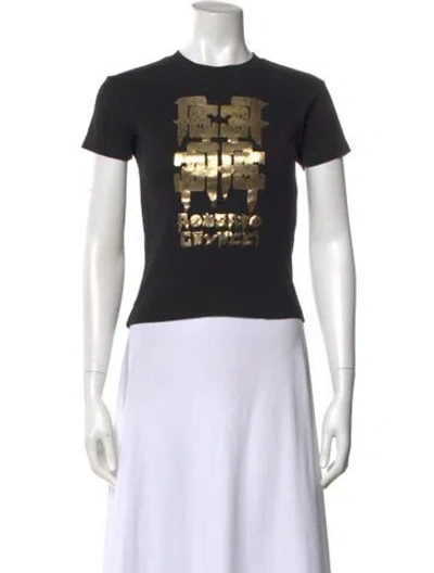 Pre-owned Roberto Cavalli Graphic Print Crew Neck T-shirt In Black